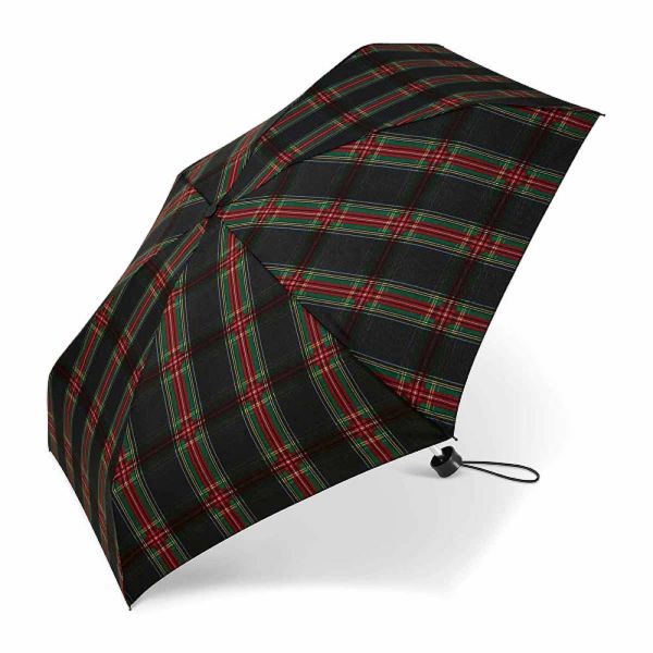 Ομπρέλα μίνι σπαστή γυναικεία καρώ πράσινη Happy Rain Essentials Checked Green