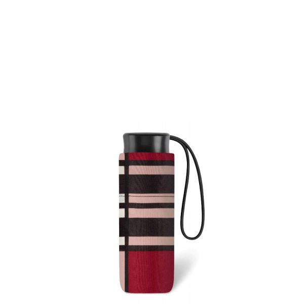 Ομπρέλα μίνι σπαστή γυναικεία καρώ κόκκινη Happy Rain Essentials Checked Red