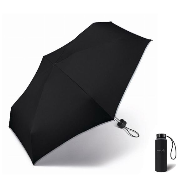Ομπρέλα μίνι σπαστή μαύρη Happy Rain Essentials Black