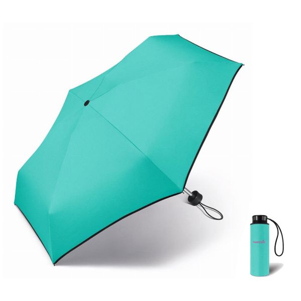 Ομπρέλα μίνι σπαστή τιρκουάζ Happy Rain Essentials Turquoise
