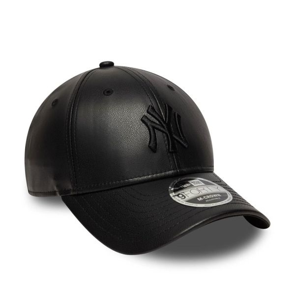 Καπέλο τζόκεϊ μαύρο συνθετικό δέρμα New York Yankees New Era 9Forty MLB PU M-Crown Cap Black / Black