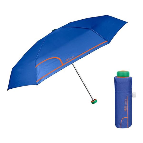 Ομπρέλα γυναικεία μονόχρωμη mini σπαστή θαλασσί Perletti Time Mini Sea Blue