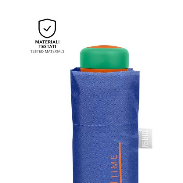 Ομπρέλα γυναικεία μονόχρωμη mini σπαστή θαλασσί Perletti Time Mini Sea Blue