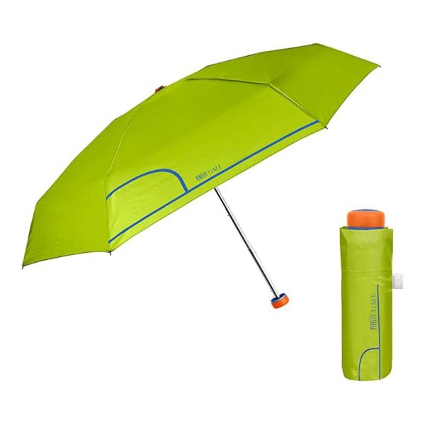 Ομπρέλα γυναικεία μονόχρωμη mini σπαστή πράσινη Perletti Time Mini Green