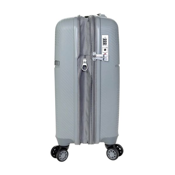 Βαλίτσα σκληρή μικρή επεκτάσιμη γκρι ασημί με 4 ρόδες Stelxis Cronus ST-540