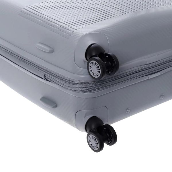 Βαλίτσα σκληρή μικρή επεκτάσιμη γκρι ασημί με 4 ρόδες Stelxis Cronus ST-540