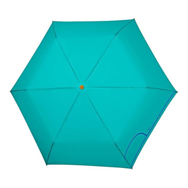 Ομπρέλα γυναικεία μονόχρωμη mini σπαστή σιέλ Perletti Time Mini Light Blue