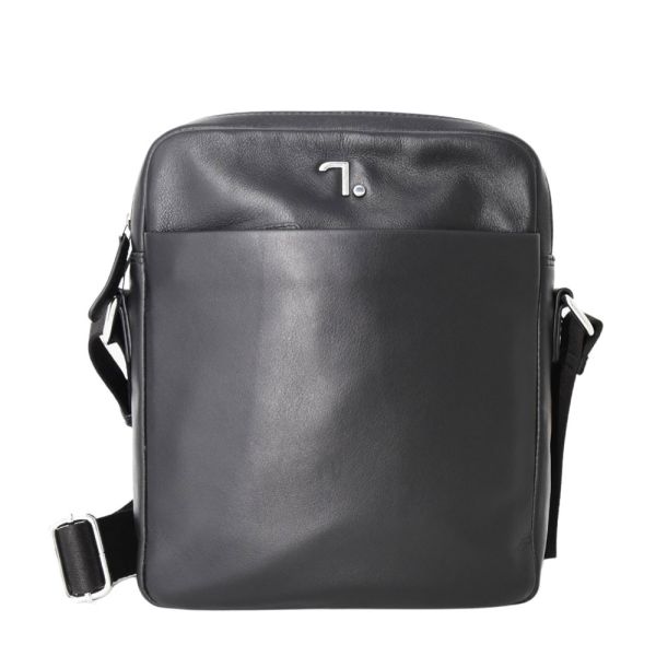 Τσάντα ώμου δερμάτινη μαύρη 7.Dots Uranus 60-101 M Black