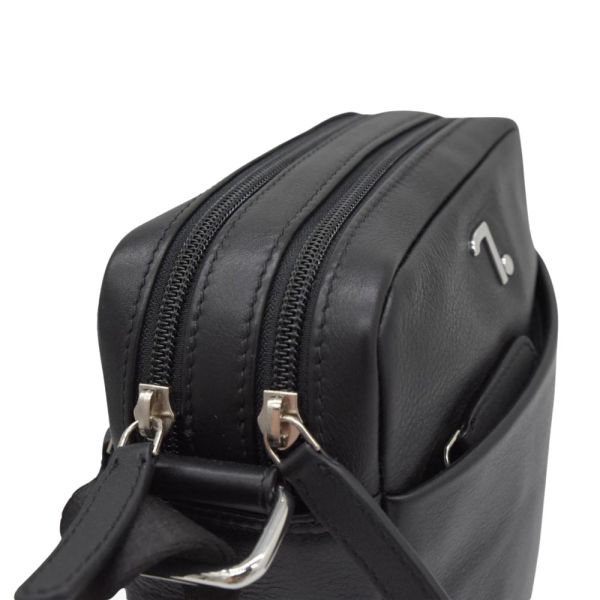 Τσάντα ώμου δερμάτινη μαύρη 7.Dots Uranus 60-101 M Black