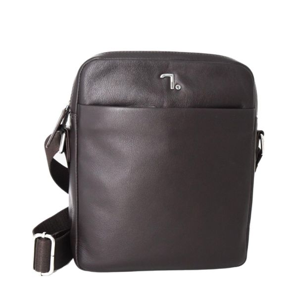 Τσάντα ώμου δερμάτινη καφέ 7.Dots Uranus 60-101 M Brown