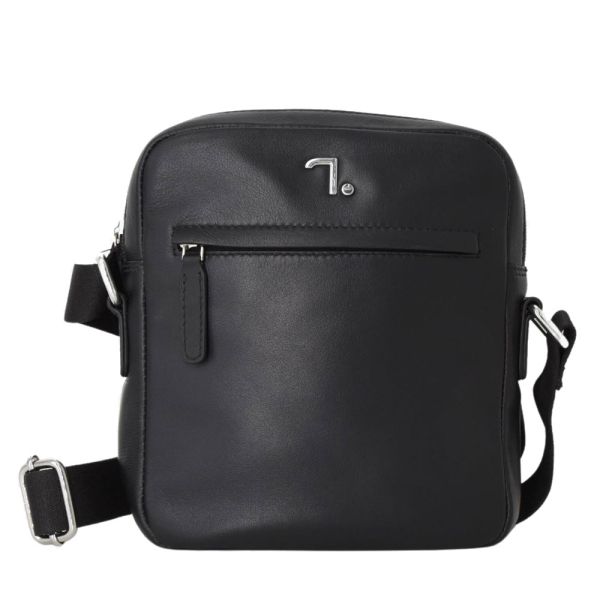 Τσάντα ώμου δερμάτινη μαύρη 7.Dots Uranus 60-120 M Black