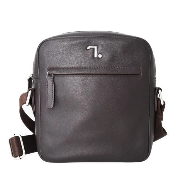 Τσάντα ώμου δερμάτινη καφέ 7.Dots Uranus 60-120 M Brown