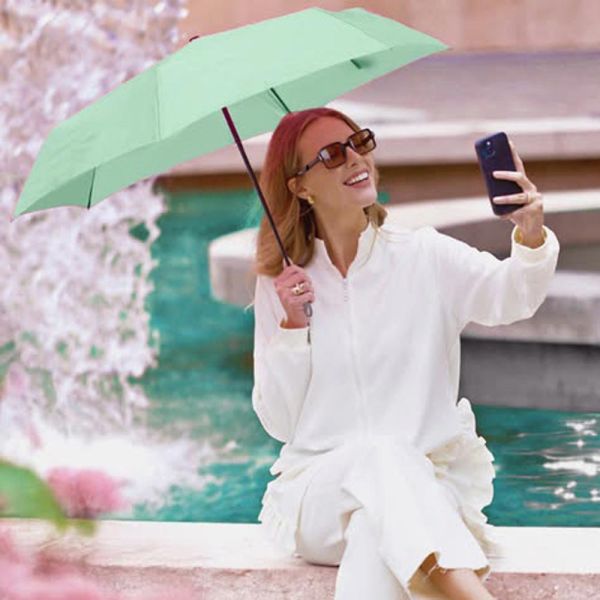 Ομπρέλα γυναικεία σπαστή πράσινη αντηλιακή  Perletti Time
