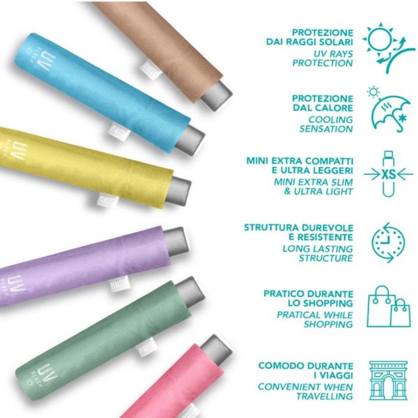 Ομπρέλα γυναικεία σπαστή λιλά αντηλιακή  Perletti Time