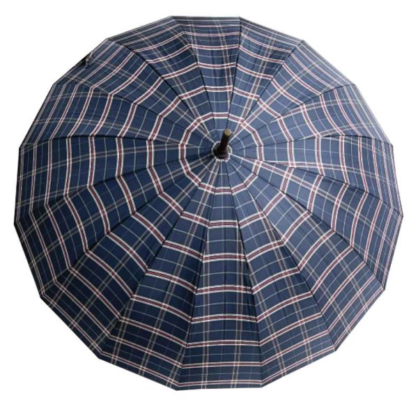 Ομπρέλα μεγάλη χειροκίνητη μπλε καρό Guy Laroche