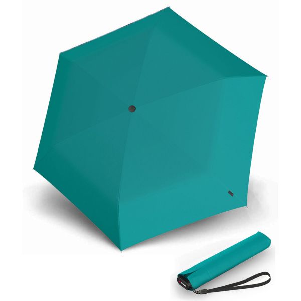 Ομπρέλα mini σπαστή μονόχρωμη αντηλιακή τιρκουάζ Knirps US.050 Ultra Light Slim Manual Folding Umbrella Heat Shield Turquoise With Black Coating