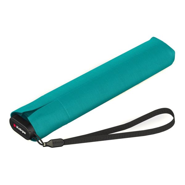 Ομπρέλα mini σπαστή μονόχρωμη αντηλιακή τιρκουάζ Knirps US.050 Ultra Light Slim Manual Folding Umbrella Heat Shield Turquoise With Black Coating