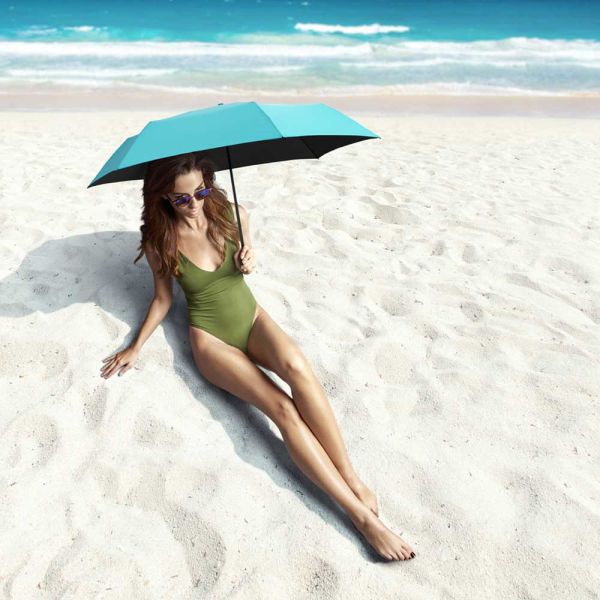 Ομπρέλα mini σπαστή μονόχρωμη αντηλιακή τιρκουάζ Knirps US.050 Ultra Light Slim Manual Folding Umbrella Heat Shield Turquoise With Black Coating