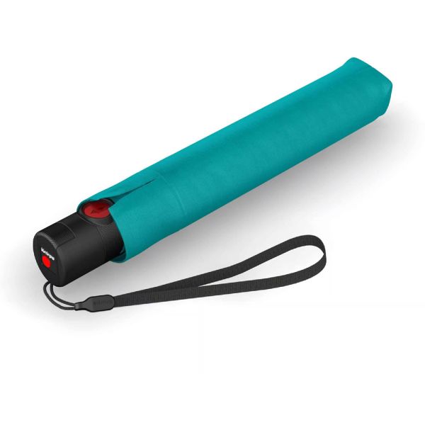 Ομπρέλα σπαστή αντηλιακή με αυτόματο άνοιγμα - κλείσιμο χρώμα τιρκουάζ με μαύρη επένδυση Knirps U.200 Duomatic