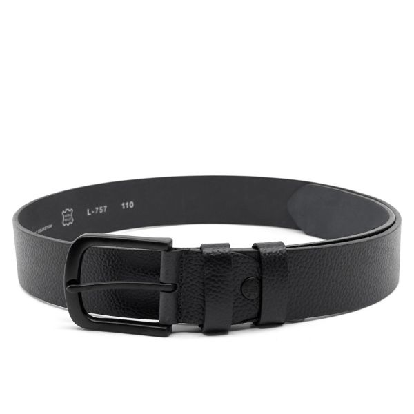 Ζώνη δερμάτινη ανδρική μαύρη Legend L-757