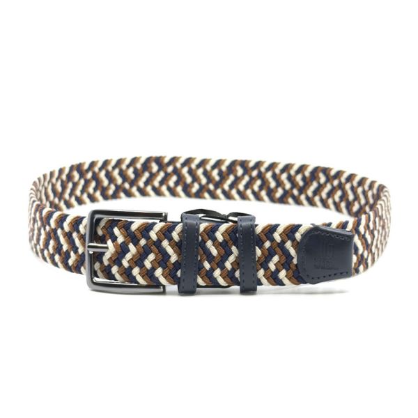 Ζώνη ανδρική ελαστική πλεκτή ταμπά - εκρού - μπλε Legend LGD-152