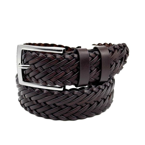 Ζώνη δερμάτινη ανδρική πλεκτή καφέ Legend LGD-200