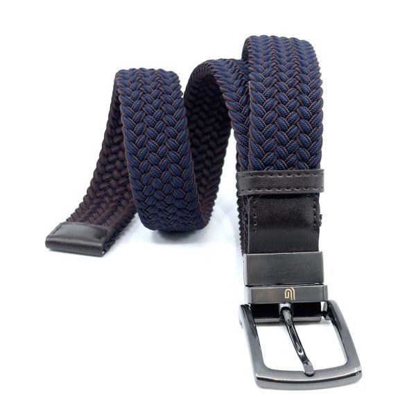 Ζώνη ανδρική ελαστική πλεκτή διπλής όψης μπλε - καφέ Legend LGD-57