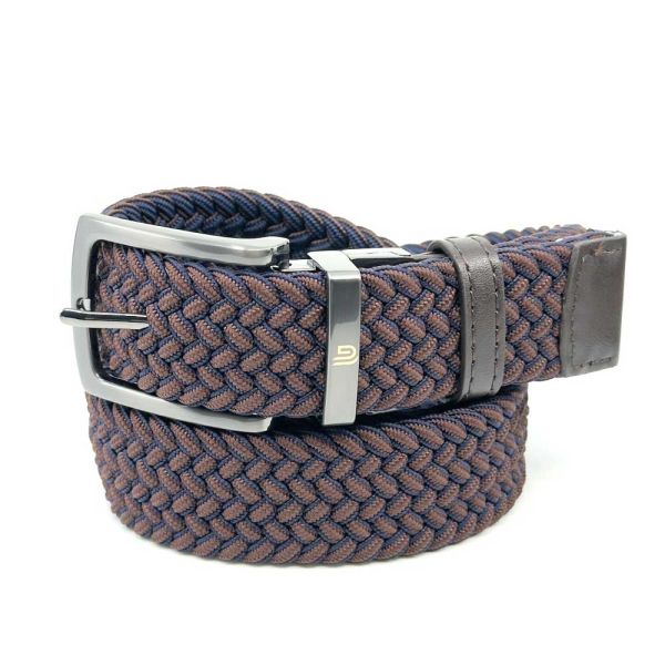 Ζώνη ανδρική ελαστική πλεκτή διπλής όψης μπλε - καφέ Legend LGD-57