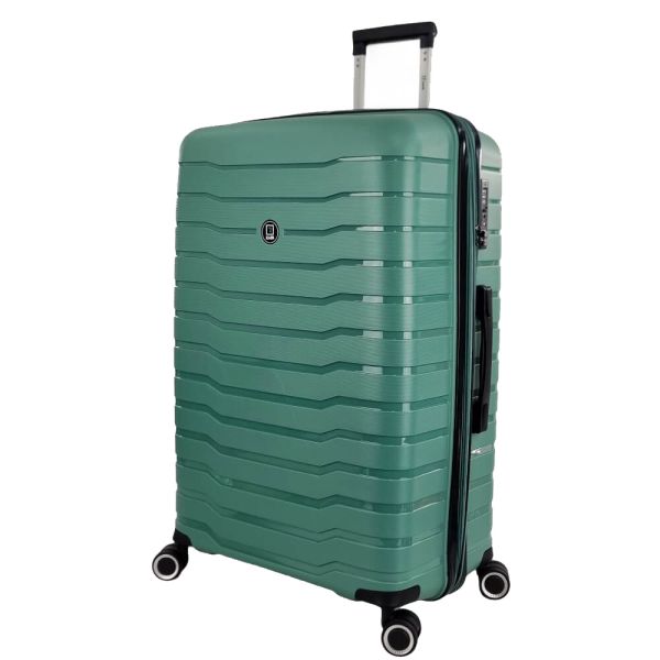 Βαλίτσα σκληρή μεγάλη επεκτάσιμη πράσινη με 4 ρόδες Rain RB80134 75cm