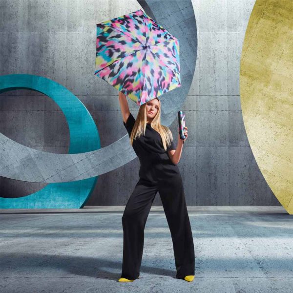Ομπρέλα mini σπαστή πολύχρωμη Knirps X4U Ultra Light Slim Manual Folding Umbrella Furry