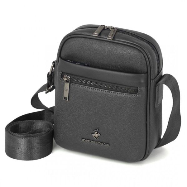 Τσαντάκι ώμου μαύρο ανδρικό Beverly Hills Polo Club Wall Street Shoulder Bag BH-8512