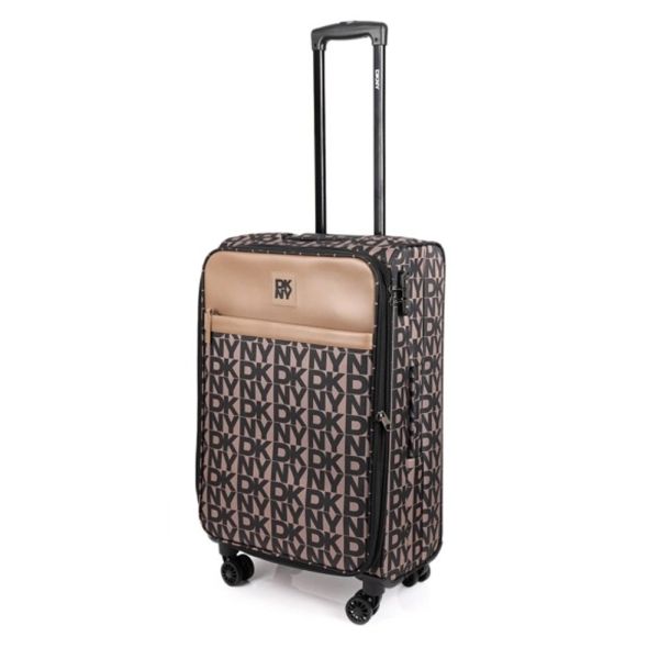 Βαλίτσα υφασμάτινη μεσαία επεκτάσιμη μπεζ - μαύρη με 4 ρόδες DKNY New Era Upright 25'' Mushroom