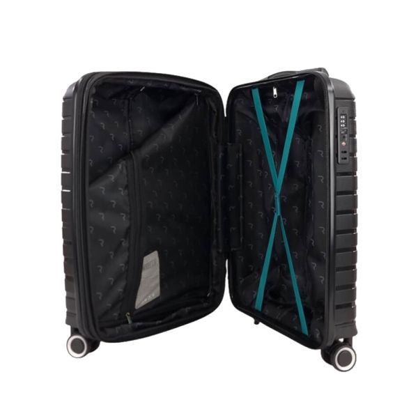 Βαλίτσα σκληρή καμπίνας επεκτάσιμη  μαύρη  με 4 ρόδες Rain RB80134 55cm