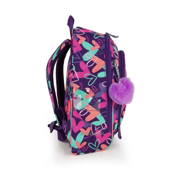 Σακίδιο πλάτης παιδικό μωβ με καρδούλες Gabol Backpack Kokoro