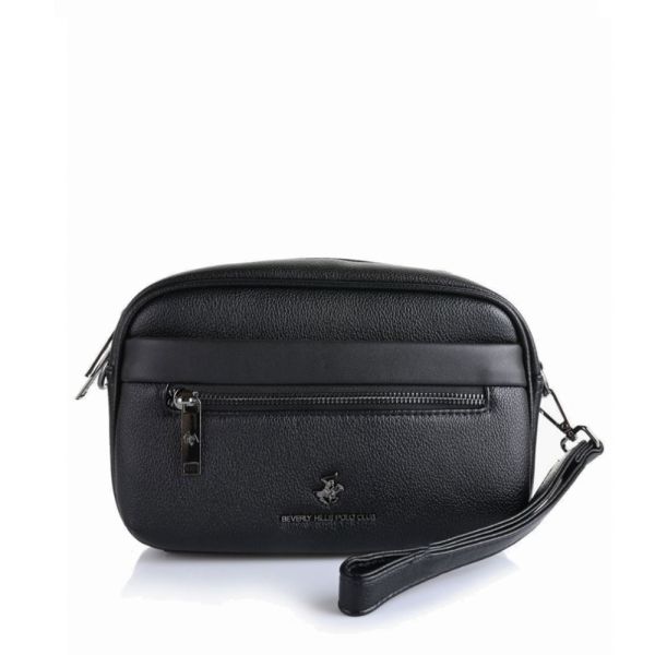 Τσαντάκι χεριού - ώμου μαύρο ανδρικό Beverly Hills Polo Club Wall Street Shoulder Bag BH-8511