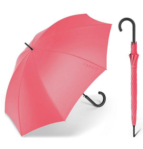 Ομπρέλα μεγάλη αυτόματη μονόχρωμη ροζ Esprit Long AC Eco Vivacious Pink