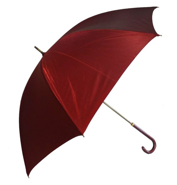 Women's Long Manual Satin Umbrella Burgundy / Floral Patchwork