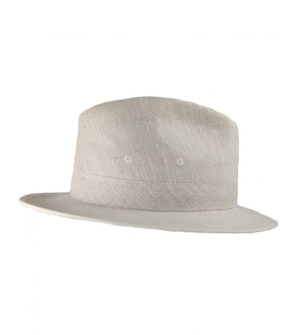 Summer Linen Hat Fedora Crushable Ecru