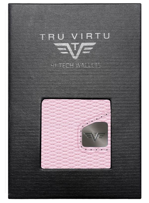 Πορτοφόλι δερμάτινο ροζ Tru Virtu Click & Slide Wallet Classic Edition Rhombus Rose/Silver