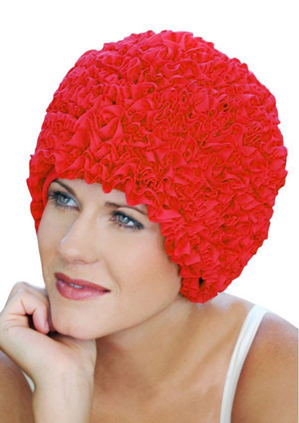 Women's Ruffle Swimming Cap Red