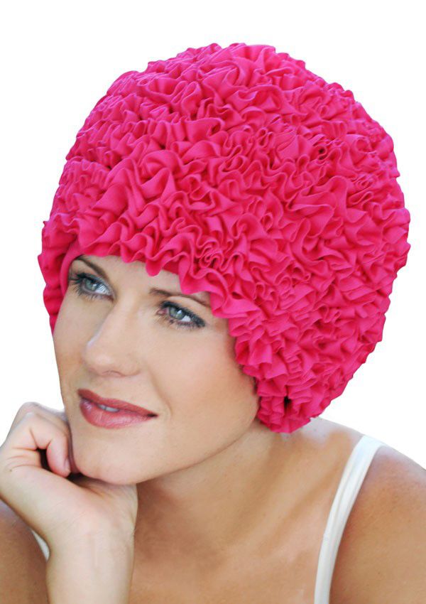 Women's Ruffle Swimming Cap Fuchsia